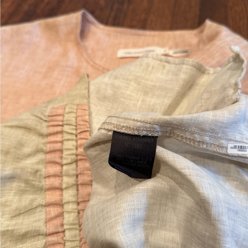 Isabel Marant Étoile Beige and Pink Colorblock Linen Bomber Jacket Size 42 - Picture 5 of 7